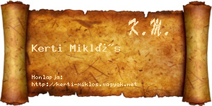 Kerti Miklós névjegykártya
